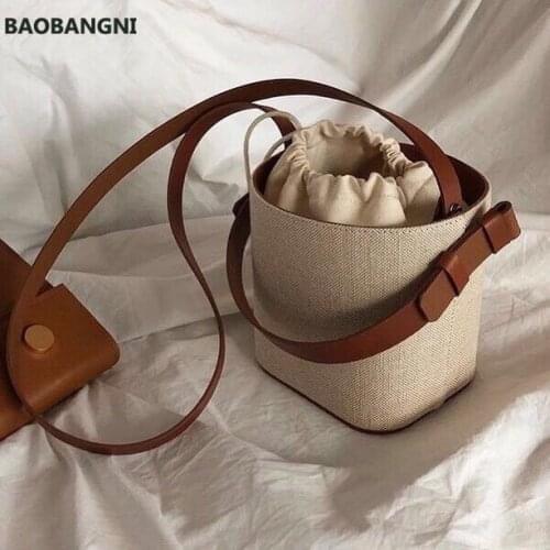 Canvas Bucket Bag for Womens Crossbody Bags Beach Handbag small Korean style female Shoulder Messenger Bag new Totes bolsa