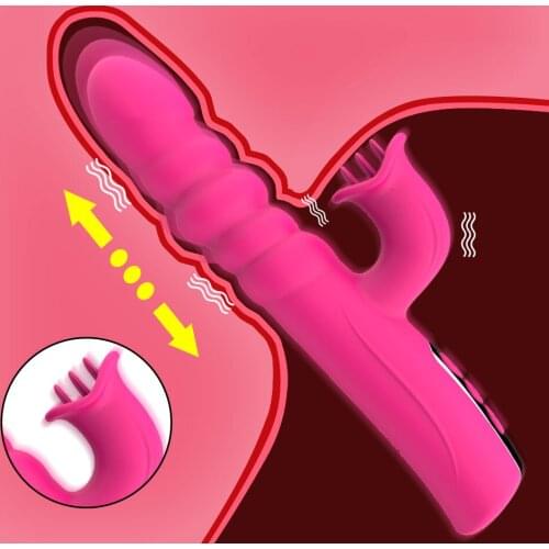 Rabbit Vibrator Telescopic Vibration G spot Dildo Vibrator Female Masturbation Sex Toys for woman Licking Vibrator for Orgasm