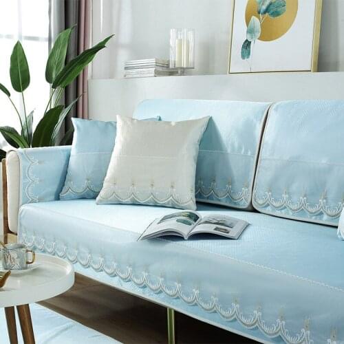 Summer sofa cushion, summer ice silk mat sofa cover, non-slip cool cushion general solid color cushion