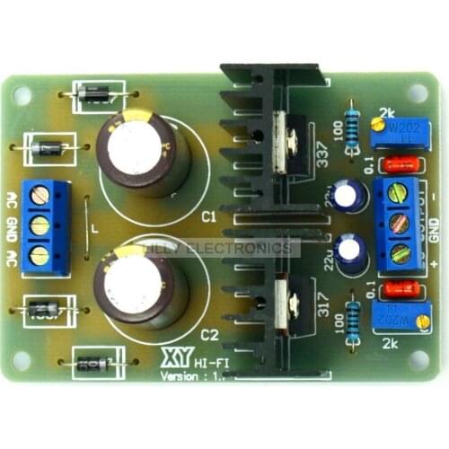 LM317/337 Dual Power Supply Adjustable Module 1.5-18V ACto2-25V DC FinishedBoard