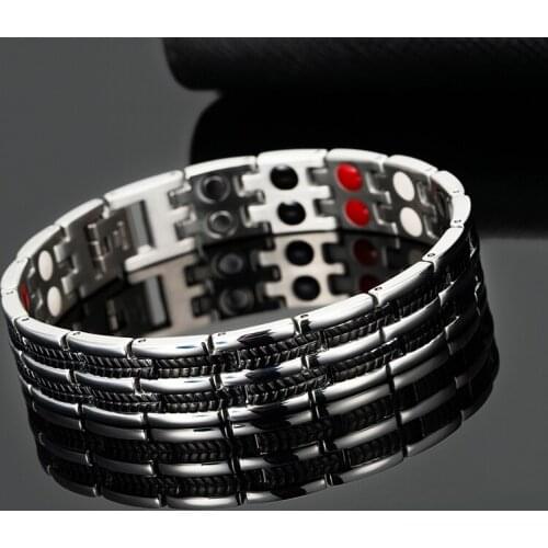 Men Women Health Magnetic Bracelet Stainless Steel Dynamic Therapy Magnet Bracelet lover couple Bracelet and Bangle Jewelry gift