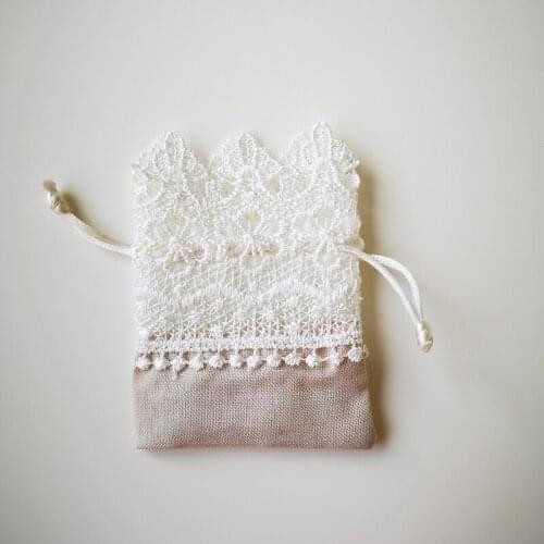 10 Pcs 10.5cm X 8 Cm Lace Burlap Drawstring Bag Jewelry Gift Candy Bag Home Decoration Wedding Party Decoration Supply New Style