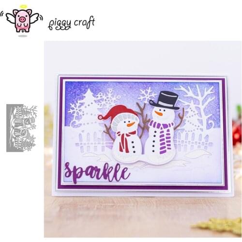 Piggy Craft metal cutting dies cut die mold Christmas snowman frame Scrapbook paper craft knife mould blade punch stencils dies