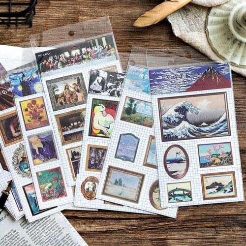 Artists' Painting Works Scrapbooking Stickers Da Vinci Picasso Matisse Seurat Monet Journaling Notebook DIY Home Decoration
