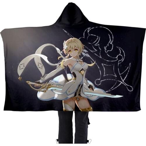 2021 New Game Genshin Impact Hooded Lazy Blanket KEQING KLEE Animation Peripheral Flannel Cloak Holiday Gift