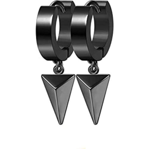 New Popular Stainless Steel Black/Silver Color Triangle Pendant Studs Earrings For Men and Women Punk Gothic Jewelry Best Gift
