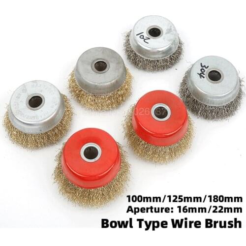 1Pcs Bowl Shape Wire Wheel Grinder Brush Steel Metal Polishing Crimped Bristles Angle De Rust Hole Grinding Line Copper