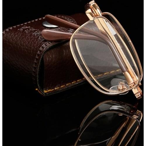 Seemfly Folding Reading Glasses Women Men Metal Hyperopia Foldable Presbyopic Eyeglasses With Box Diopter +1.0 1.5 2.0 2.5 3.0