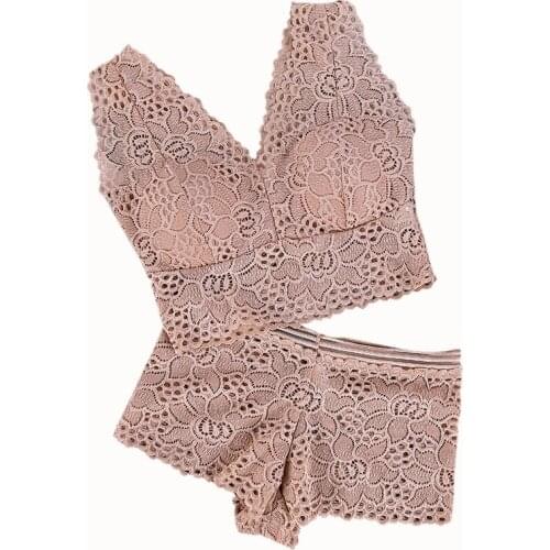 Sexy Woman LaceBras Set Panties Up Free Wire Bra Fashion Push Bralette Underwear a