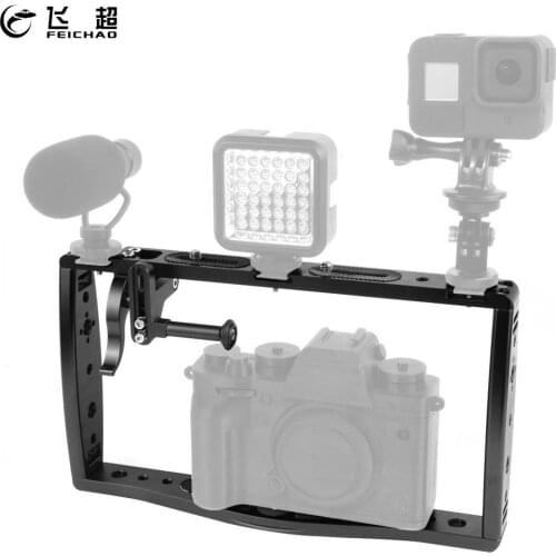 New Dual Grip Handheld Bracket Phone Video Camera Rig Cage Underwater Case for GoPro Hero 9 8 7 Stabilizer Fill Light Extension