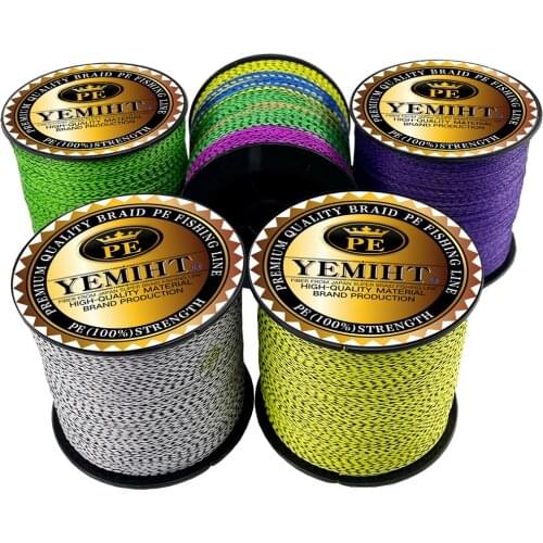 YEMIHT 4 Strand Super Strong PE Braided Fishing Line 0.11-0.5mm Multifilament Spotted Invisible 300m Braid Thread Black10LB-80LB