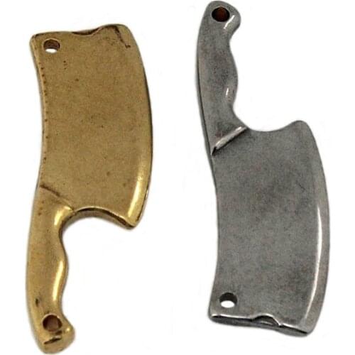 1pcs Solid Brass Kitchen Knife Charm Pendant Key Chain Keyring Decor Leather Craft DIY Decoration Gift Stainless Steel CLOXY