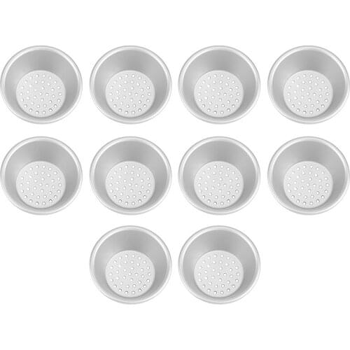 10Pcs Mini 7Cm Leaky Style Round Cup Aluminium Anodizing Punching Cake Pan Cake Moulds Baking Steaming Tools