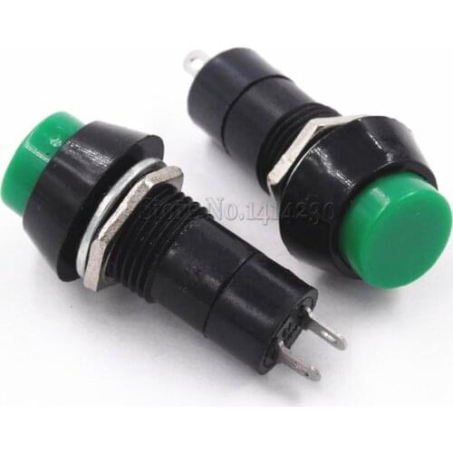 10PCS Reset Switch PBS-11B OFF-(ON) Normally open no locked 250VAC 1A Round Push Button Green