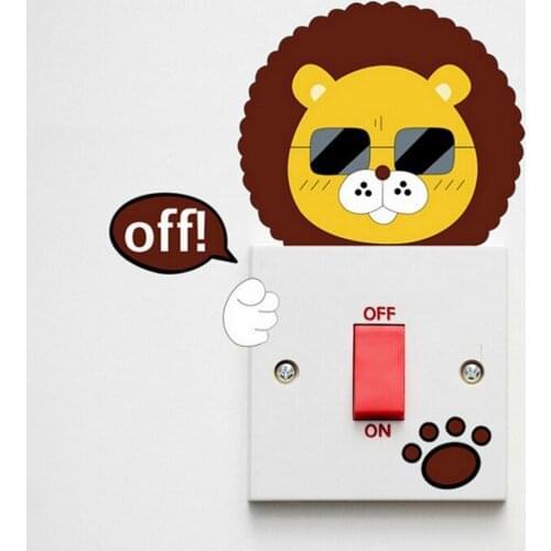 11Pcs/Set Cartoon Animal Panda Lion Frog Cat Switch Sticker Cute Living Bedroom Room Wall Sticker Kids Decal Wallpaper Wholesale