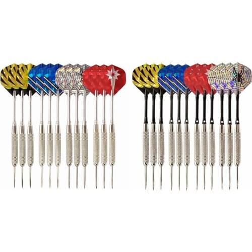 12 Pcs Professional Needle Tips Darts Set Flights Wing Needle Barrel Aluminum Metal Shafts Beginner Throwing Hard Dart