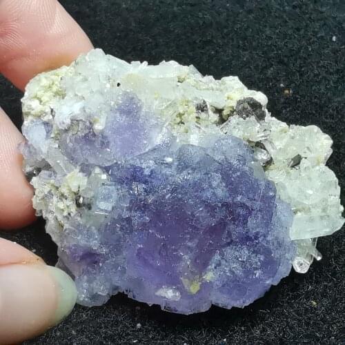 18.7gYaogangxian ladder purple fluorite arsenopyrite crystal mica stone decoration restoration energy teaching mineral specimen