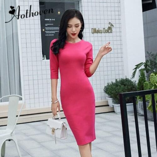 2021 Autumn Sexy Party Dresses Women Three-quarter Sleeve O Neck Vintage Dresses Bodycon Office Vestidos Bandage Pencil Dress