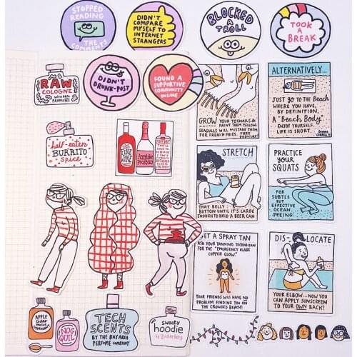 23pcs Funny girl stickers DIY scrapbooking album junk journal happy planner decorative stickers