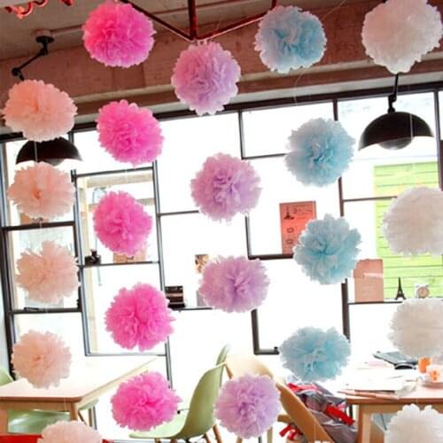 Diy Multi Colour 5pcs 10 inch (25cm) Tissue Paper Pom Poms Wedding Party Decor Artificial Paper Flower For Wedding Decoration