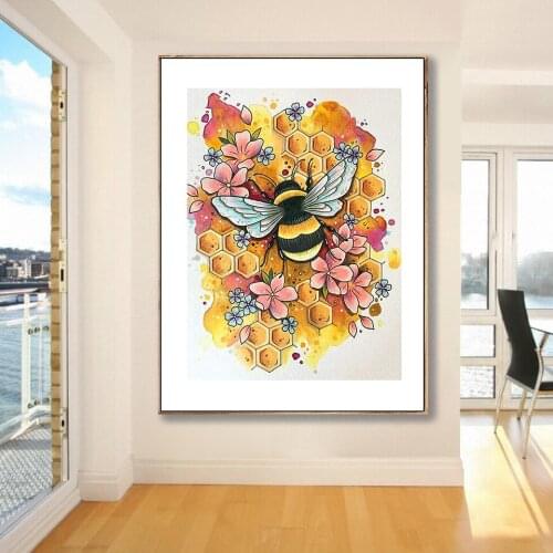 5D DIY Diamond Painting "Flower bee" Cross Stitch Kit Full Square/Round Diamond Embroidery Mosaic Rhinestone Picture Home Decor