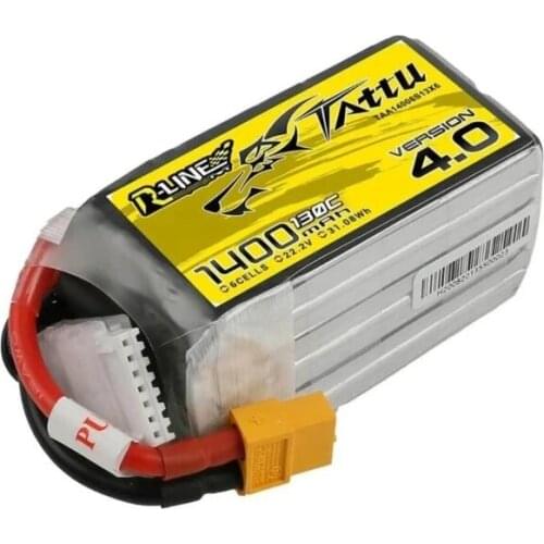 TATTU R-Line Version 4.0 V4 22.2V 1050mAh/1300mAh/1400mAh 130C 6S1P LiPo Battery for RC Racing Drone RC Quadcopter w/ XT60 Plug