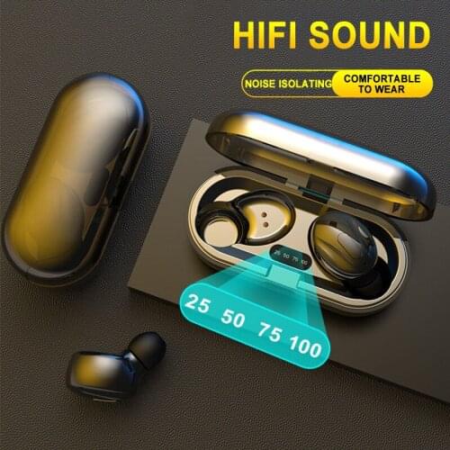 Bluetooth Earphone Stereo Wireless Earbuds On-screen Display HIFI Sound IPX5 Waterproof Sport Handsfree Gaming Headset with Mic