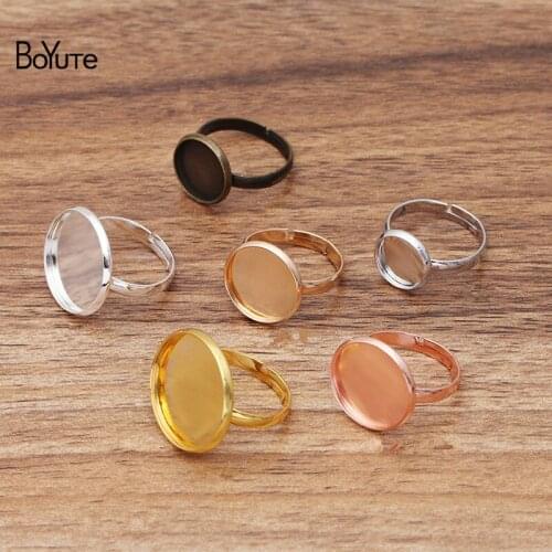 BoYuTe (50 Pieces/Lot) Fit 10MM 12MM 14MM 16MM 18MM 20MM Cabochon Ring Base Diy Adjustable Ring Blank Tray Jewelry Accessories