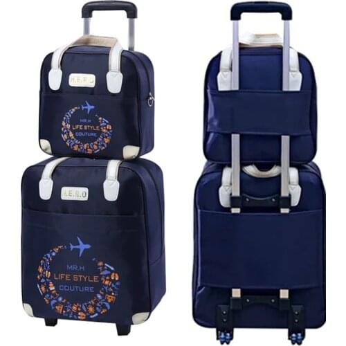 Rolling Luggage Travel Bag On Wheels Trolley suitcase with handbag go Shopping for Girls&Women Boarding bag Trolley Luggage Set