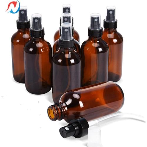Sheenirs 6pcs 120ml Amber Glass Spray Bottle for Essential Oils,Small Empty Fine Mist Spray Bottle, Refillable Liquid Containers
