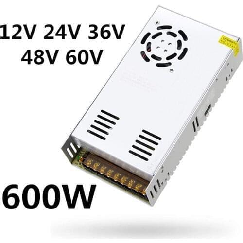 Switching Power Supply DC 12V 24V 36V 48V 60V Transformer 600W 10A 12.5A 13.8A 25A 50A Converter Source SMPS for Led Strip CCTV