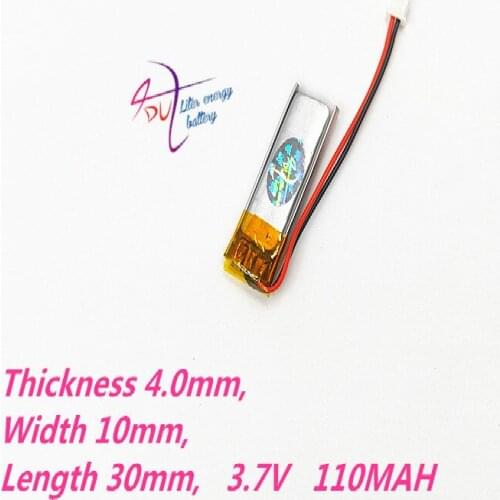 JST ZH 1.5mm 2pin 5 pcs 3.7V 110mAh Lithium Polymer LiPo Rechargeable Battery 401030 For Mp3 GPS PSP bluetooth Headphone Headset