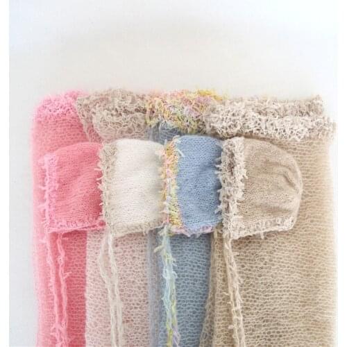 Pink Baby Girl Hat and Wrap Set Crochet Newborn Sleepy Bonnet Knitted Swaddle Blanket Beige Baby Boy Newborn Photography Props