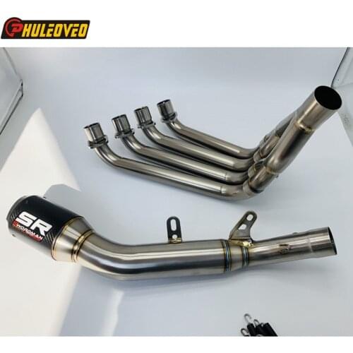 Titanium Alloy Motorcycle Exhaust System Full Set with Carbon Fiber Muffler Escape Header Tube for CBR650R CBR650F CB650F CB650R