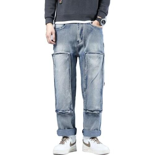 Mcikkny Mens Hip Hop Baggy Jeans Trousers Skateboard Casual Denim Pants For Male Plus Size 30-42