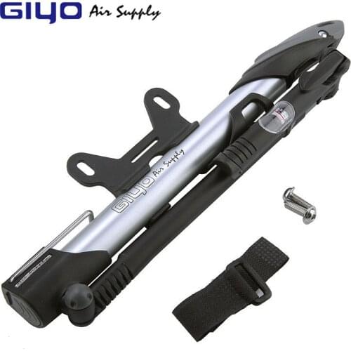 GIYO Bicycle Pump 140PSI Gauge Bike Portable Hand Floor Air Inflator Foot Pedal 360 Rotatable Longer Hose Presta Schrader GM-71