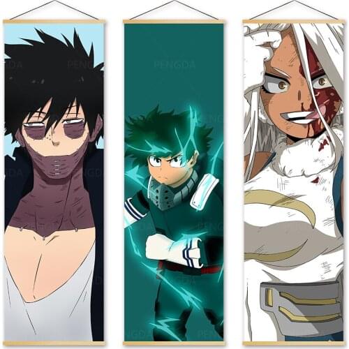 Wall Artwork Canvas My Hero Academia Pictures Painting Print Poster Solid Wood Hanging Scrolls Hot Japan Anime Home Decoration