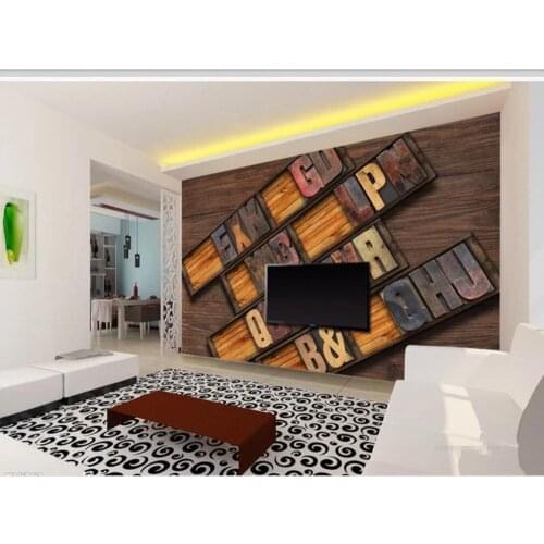 XUE SU Wall covering custom wallpaper retro stereo wooden frame letters 3D TV background wall high-grade waterproof material