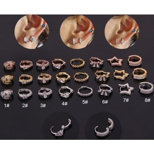 New Arrival 1pc Cz Hoop Cartilage Earring for Women Helix Tragus Daith Conch Rook Snug Lobe Ear Piercing Jewelry Gift