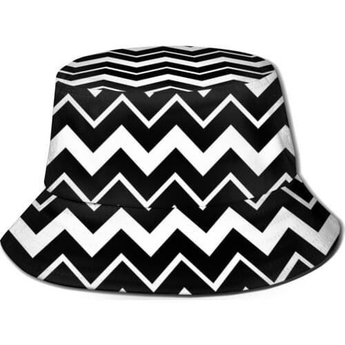 CINESSD Black Chevron Unisex Casual Sun Hat Bucket Hat for Men Women Bob Hip Hop Caps Summer Fisherman Hat Panama