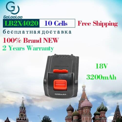 Golooloo 18V 3200mAh Lithium replacement rechargeable battery for Black Decker Li ion Power Tools BDCDMT120 CHH2220 LDX120C