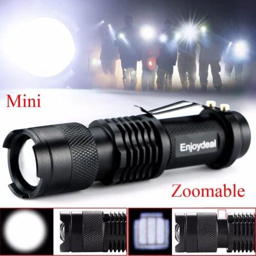 Super Bright Flashlight Mini Penlight 2000Lm Q5 LED Flashlight Torch Adjustable Zoom Focus Lantern Black / sliver