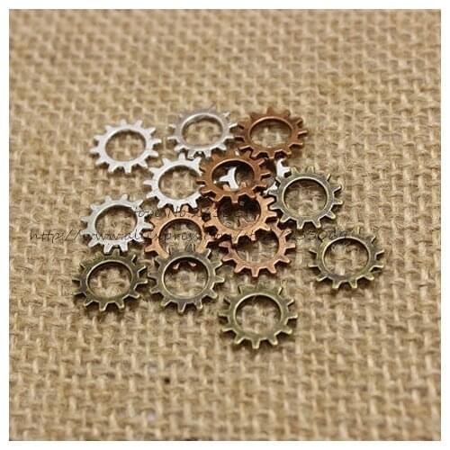 Three Color Metal Alloy Machinery Gear Jewelry steampunk Charm Jewelry Findings Free shipping 200pcs 12mm T0184