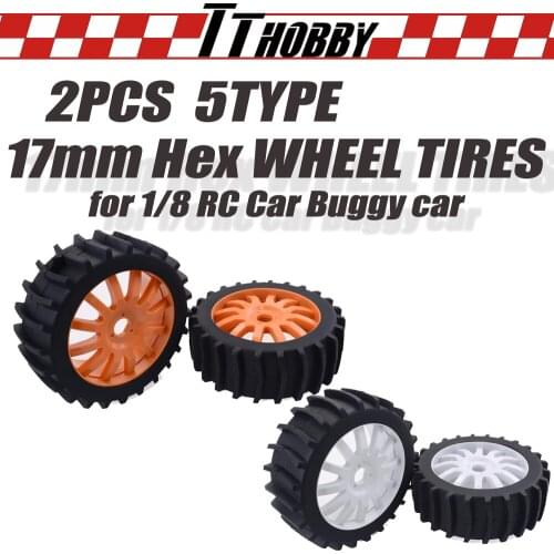TTHOBBY 2PCS Wheels Tires 117mm Wheel Tire Rubber Rocks Tyres for 1/8 Buggy Off-Road Car VRX HPI Kyosho HSP Carson Redcat Team
