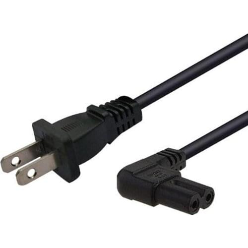 Black PVC Copper 10A 250V 1.0M 90 degree elbow IEC320-C7 to USA Taiwan Canada Japan power extension cable 3*0.75mm