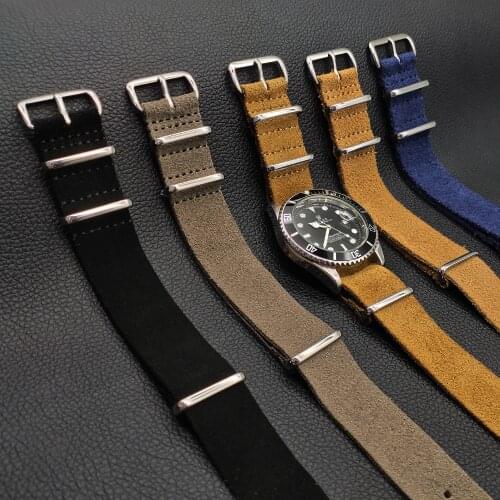 Leather Nato Zulu Watch Strap 20 mm 22mm Soft Suede Watchband Top Quality Watch Belt Wrist Strap Quick Release Watch Accessories