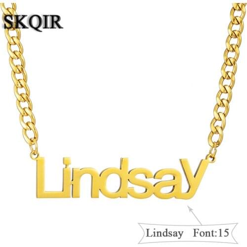 Customized Fashion Stainless Steel Name Necklace Personalized Custom Silver Color Letter Name Pendant Necklace Women Men Gift