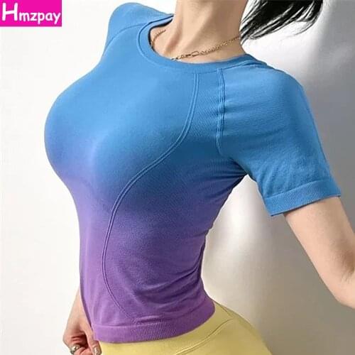 Ladies Yoga Seamless Top Sportswear Quick-drying Sports T-shirt Running Breathable Short Sleeve Fitness Tight Yoga Clothes