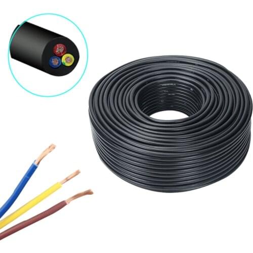 10M Rubber Soft Cable 18 AWG 0.5 0.75MM2 power wire 2/3 Cores Pins Copper Wire Conductor Electric YZW Cable Black