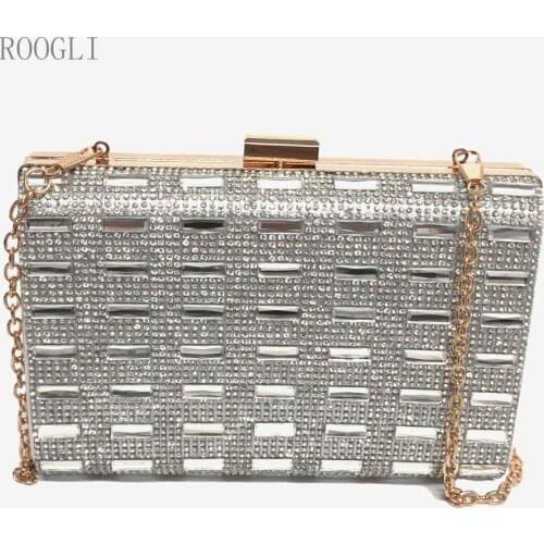 2020NEWclutch bags crystal Shiny womens evening bag diamond hand bag wedding party one shoulder bag fashion silver diagonal bag